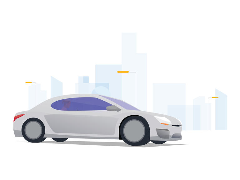 An illustration of a passenger traveling in their self-driving car.