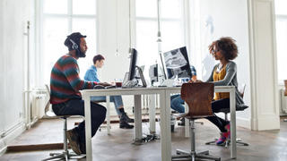 creative people working at startup