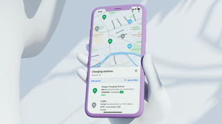 graphic of mobile phone with ev charging locations