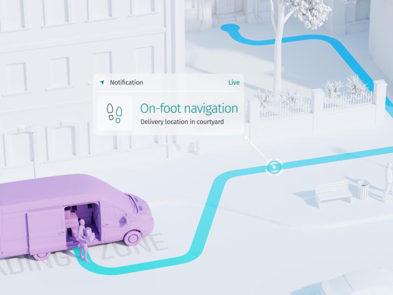graphic of delivery driver following routing information