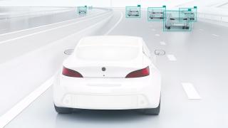 graphic depicting car on highway with data of what's ahead
