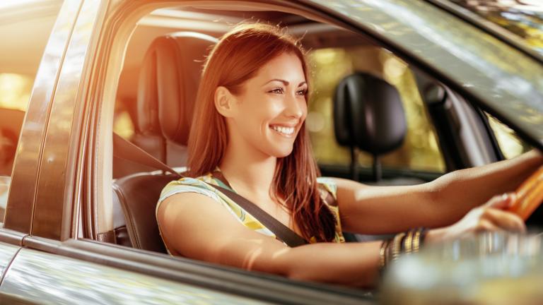 woman in a car