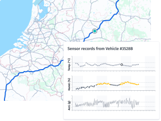 Build maps using vehicle sensor data including acceleration, humidity and temperature.