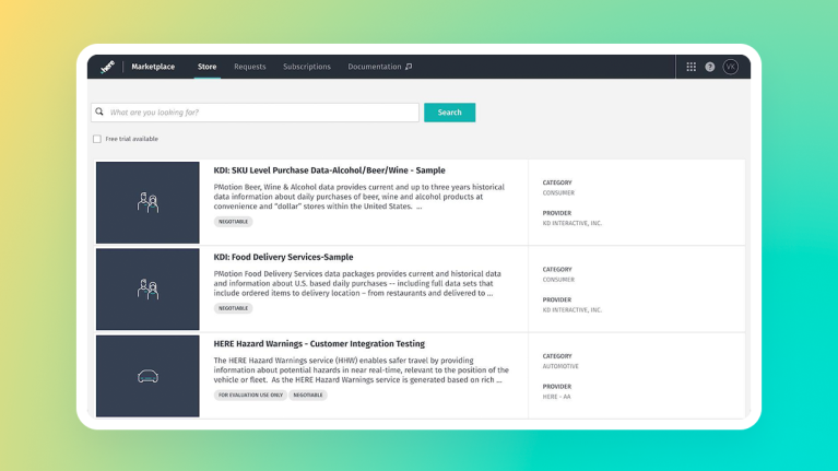 marketplace on HERE platform